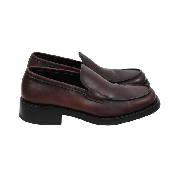 Prada Mens Vintage Penny Loafers Size US7 UK6 Brown Leather Square Toe Slip On - Picture 8 of 11